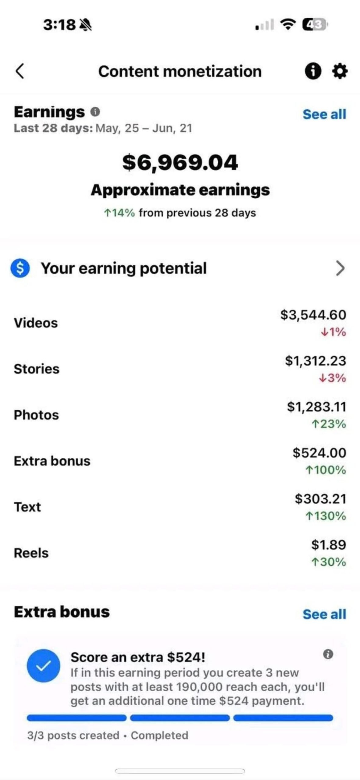 facebook earning