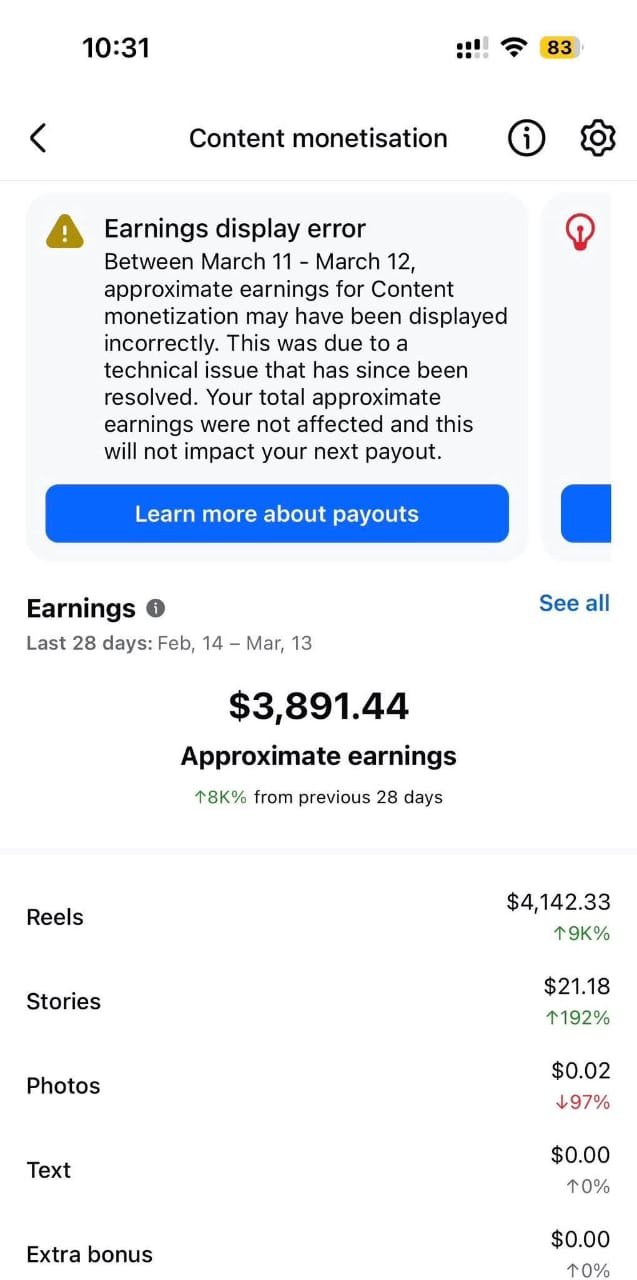facebook earning