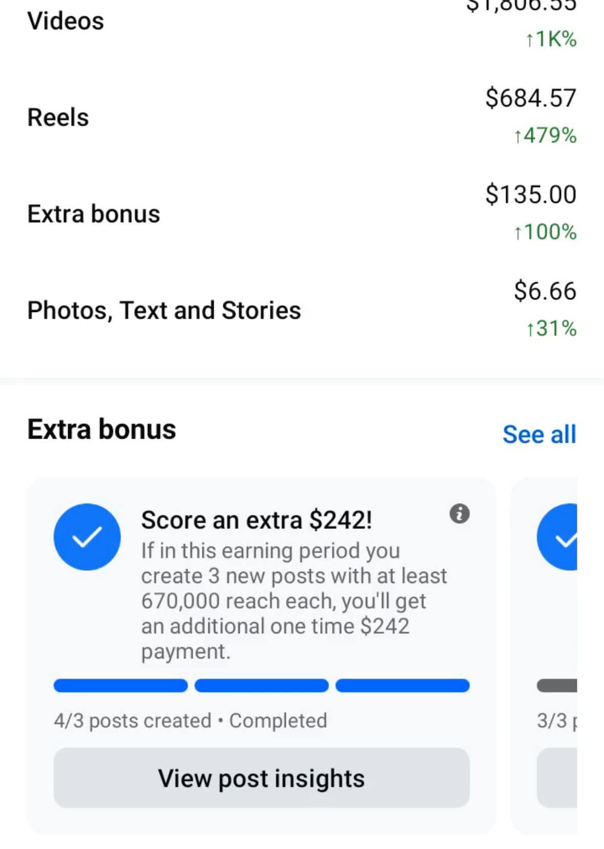 facebook earning